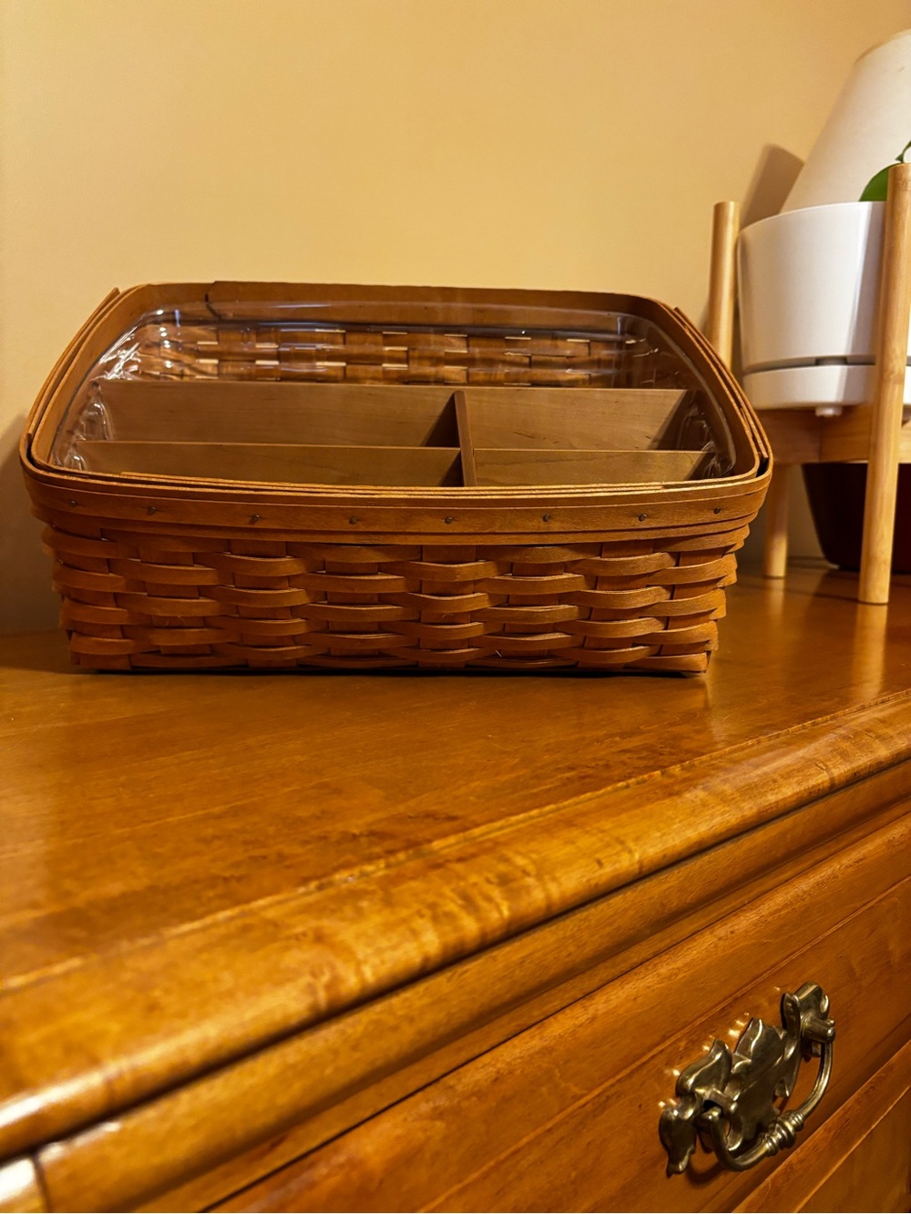 Longaberger Large Desktop Basket with Wooden Divider - Picture 3 of 7